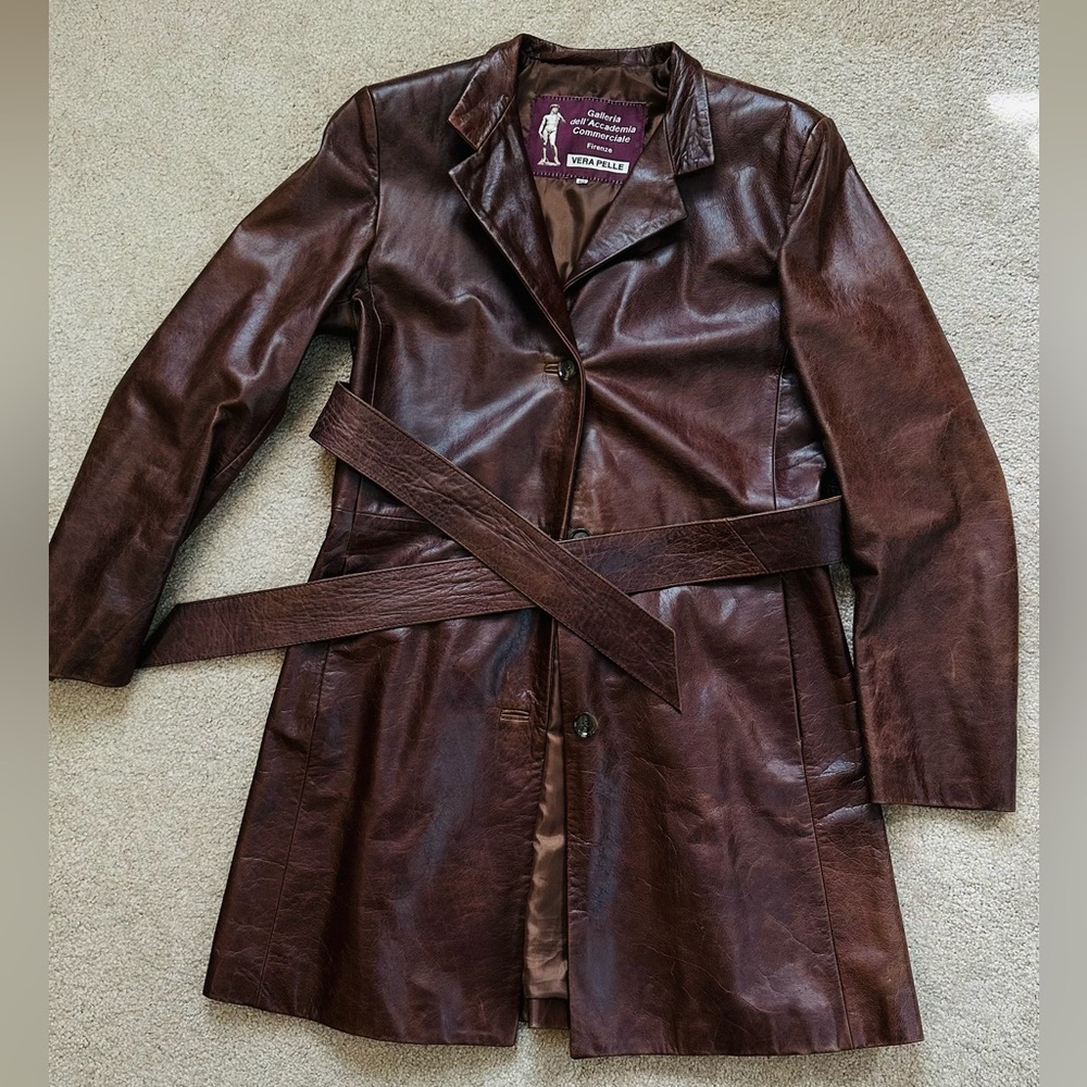Genuine Leather Vintage Brown Coat